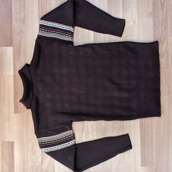 Vintage 70's brown knit collared pullover shirt - Picture 8 of 8
